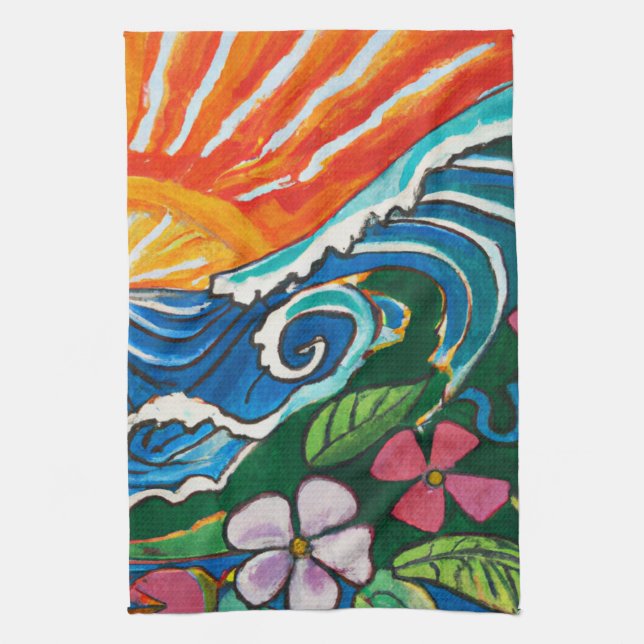 Surf coucher de soleil Serviette de cuisine tropic (Vertical)
