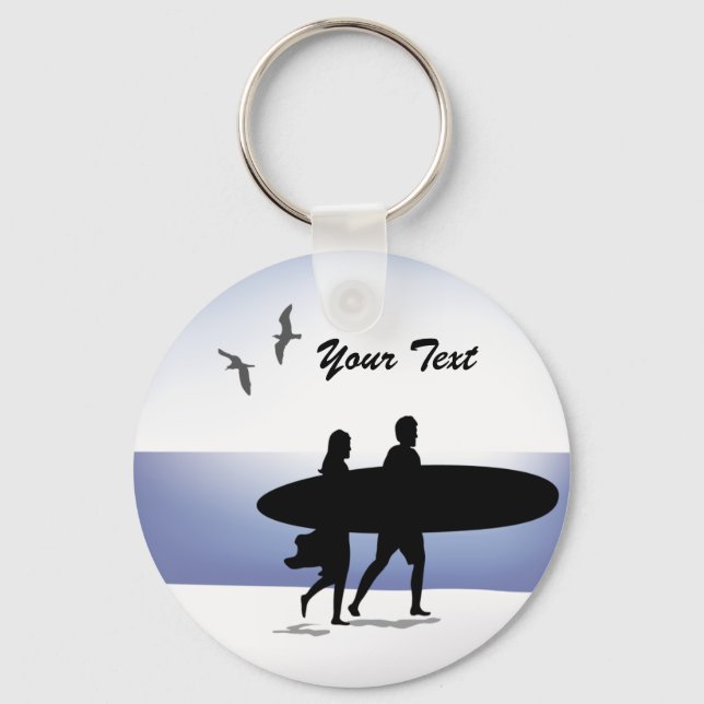Surf Couple am Beach Schlüsselanhänger (Vorderseite)