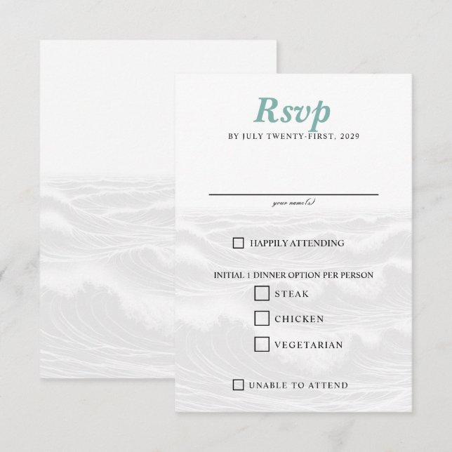 Surf Couple Food Choices RSVP Karte (Vorne/Hinten)