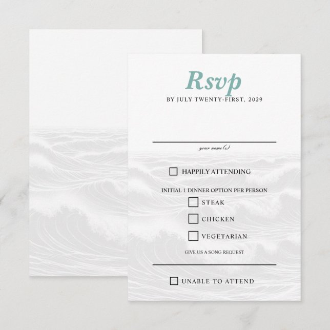 Surf Couple Food Choices RSVP Karte (Vorne/Hinten)