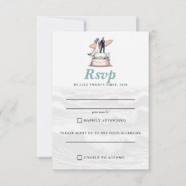 Surf Couple Wedding RSVP Karte