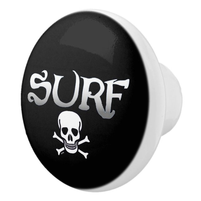 Surf Crâne bouton en céramique noire (Droite)
