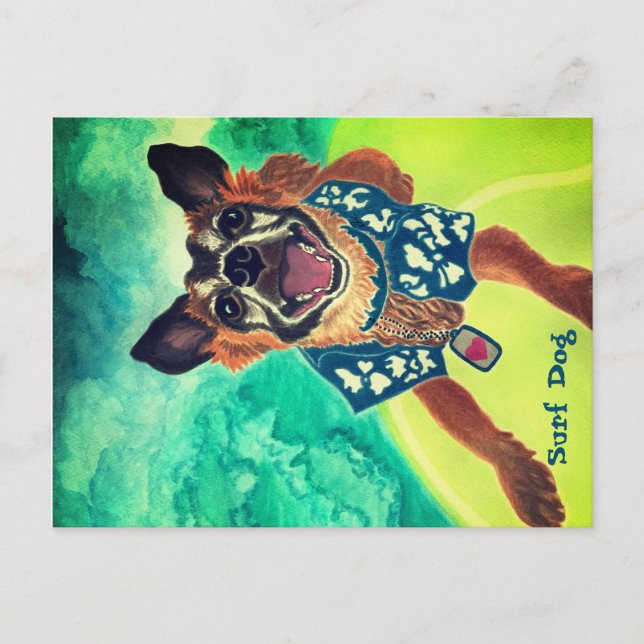 Surf Dog Postkarte (Vorderseite)