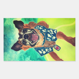 Surf Dog Rechteckiger Aufkleber
