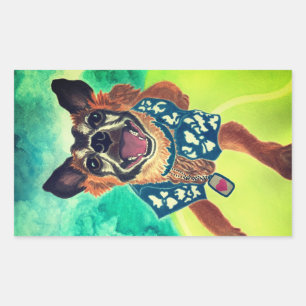 Surf Dog Rechteckiger Aufkleber