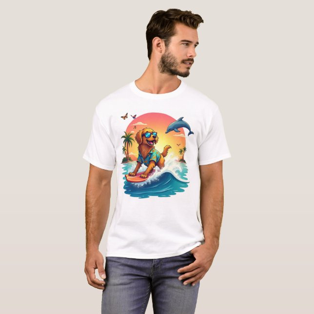 Surf Dog Vibes 🐶 Golden Retriever Summer Tee (Vorne ganz)