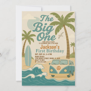 Surf éditable’s Up Boy 1er anniversaire Invitation