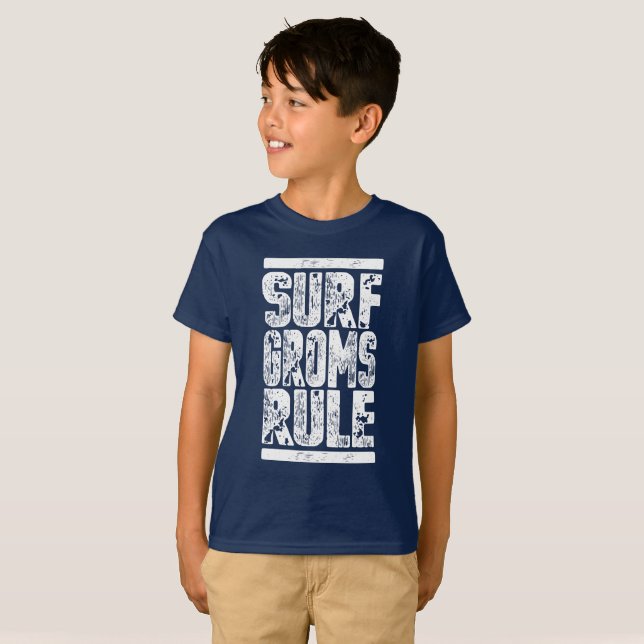 Surf Groms Rule!!! (Weiß) T-Shirt (Vorne ganz)