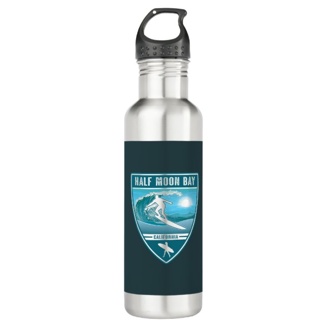 Surf Half Moon Bay Kalifornien Edelstahlflasche (Vorderseite)