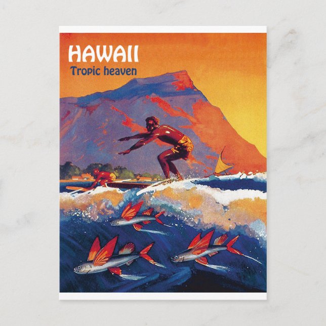 Surf Hawaii, paradis tropical, carte postale voyag (Devant)