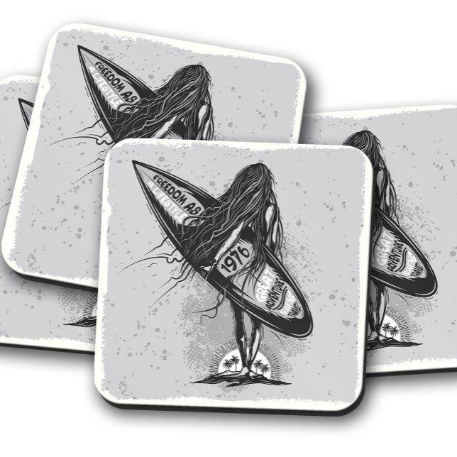 Surf Hawaii Surfer Sommer | Vintage Surfer Girls Getränkeuntersetzer (Von Creator hochgeladen)