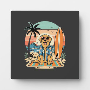 Surf-Hund Retro-Strand Sommer Fotoplatte