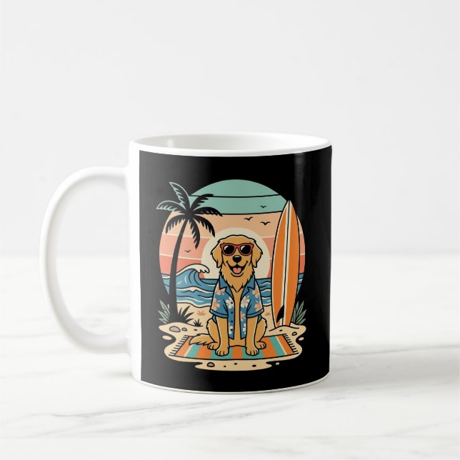 Surf-Hund Retro-Strand Sommer Kaffeetasse (Links)