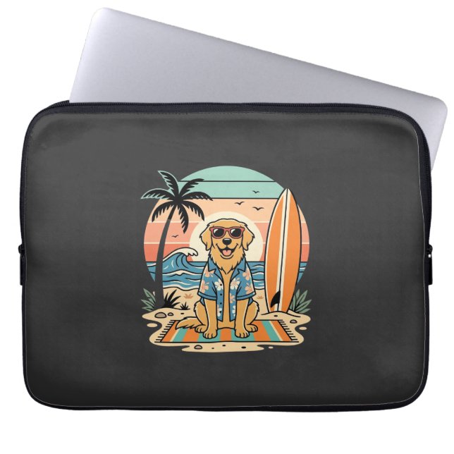 Surf-Hund Retro-Strand Sommer Laptopschutzhülle (Vorderseite)