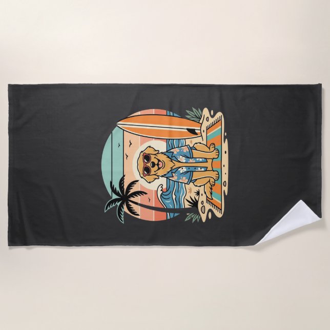 Surf-Hund Retro-Strand Sommer Strandtuch (Vorderseite)