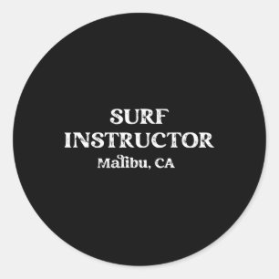 Surf Instructor Malibu California Runder Aufkleber