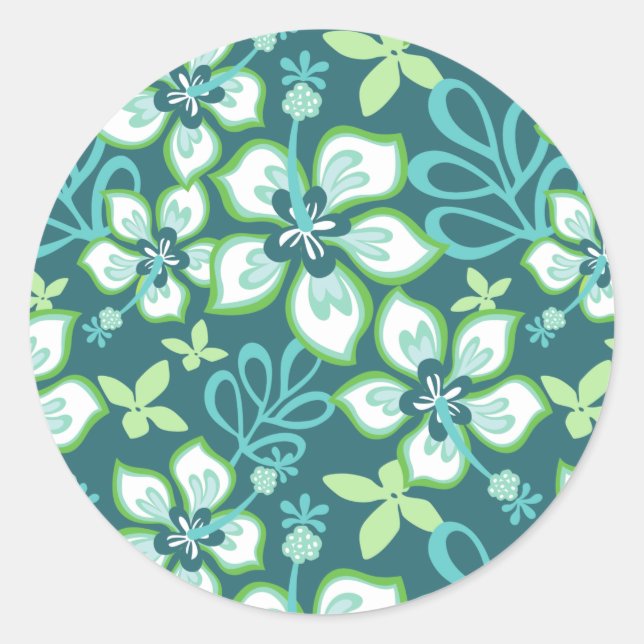 Surf JUNGLE (COMBO TURQUOISE) STICKER ROND CLASSIQ (Devant)