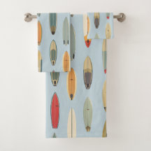 Surf Leben - Retro Küstenblau Surfboard Druck