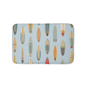 Surf Leben Retro Küstenblaue Surfbrett-Grafik Badematte