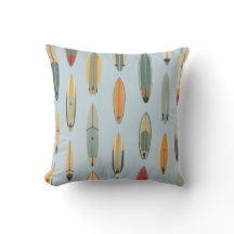 Surf Life - Retro Coastal Blue Surfboard Print