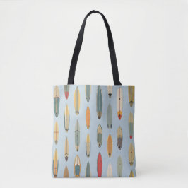 Surf Life - Retro Coastal Blue Surfboard Print Tasche