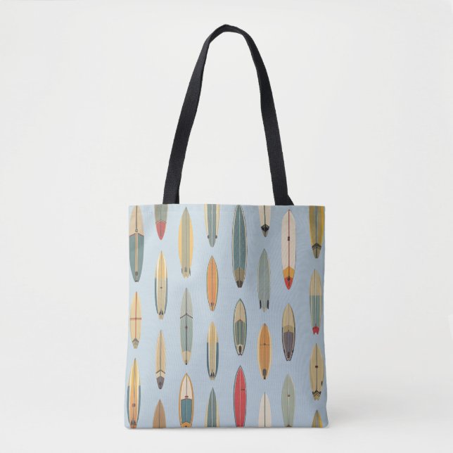 Surf Life - Retro Coastal Blue Surfboard Print Tasche (Vorderseite)