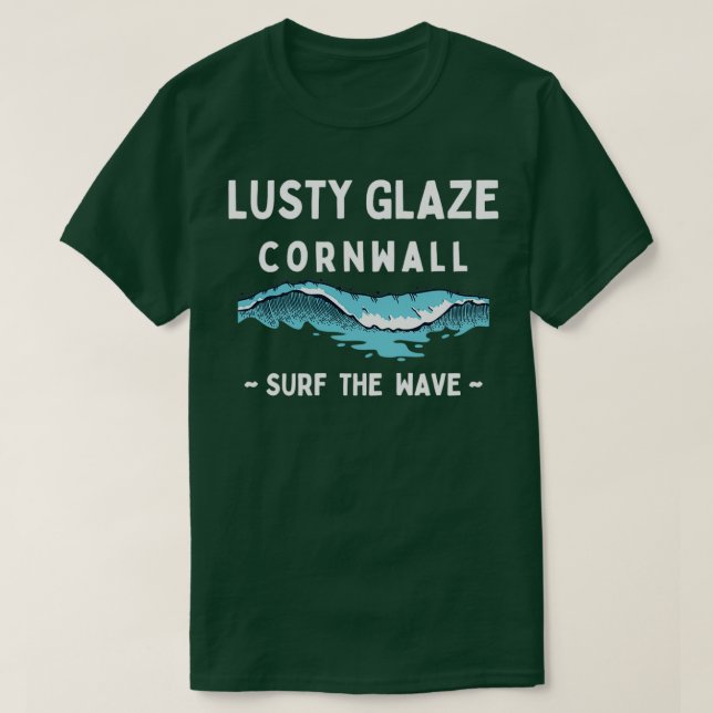 Surf Lusty Glaze Cornwall Surfen T-Shirt (Design vorne)