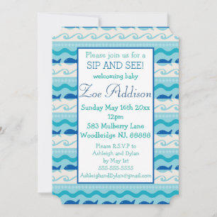 Surf 'N Fishies Nautical Baby Sip und siehe Einladung