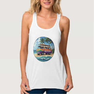 Surf oder Pleite Groovy Retro Hippie Surfer Strand Tank Top