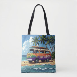 Surf oder Pleite Groovy Retro Hippie Surfer Strand Tasche