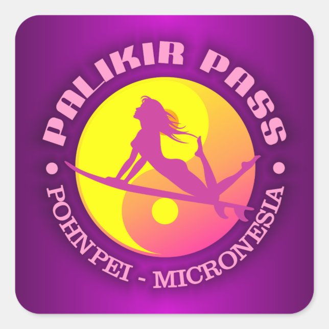 Surf Palikir Pass Quadratischer Aufkleber (Vorderseite)