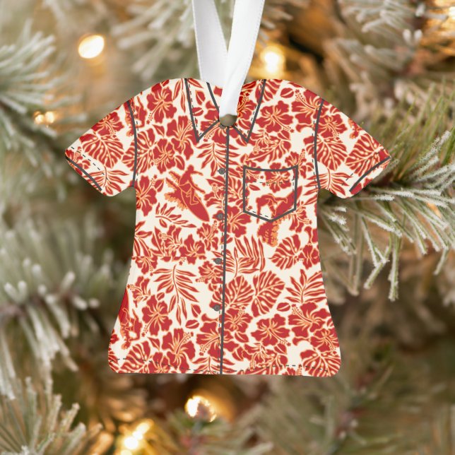 Surf Pareau Hawaiian Hibiscus Aloha Chemise - Roug (Arbre)