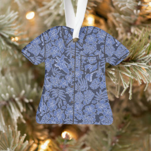 Surf Pareau Hawaiian Hibiscus Aloha Shirt- Navy