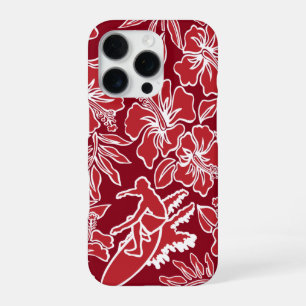 Surf Pareau Hawaiian Hibiskus Surfen Rot iPhone 16 Pro Hülle