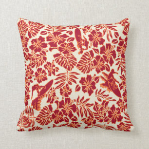 Surf Pareau Hawaiian Reversible Square Pillow Kissen