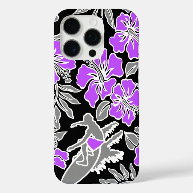 Surf Pareau Hawaiianischer Hibiskus Violet surfen iPhone 16 Pro Hülle (Rückseite)
