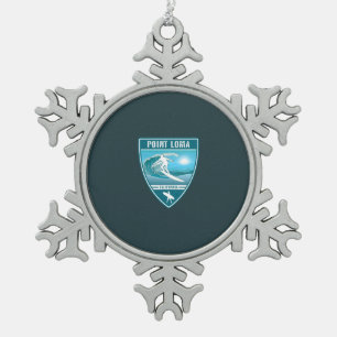 Surf Point Loma California Schneeflocken Zinn-Ornament