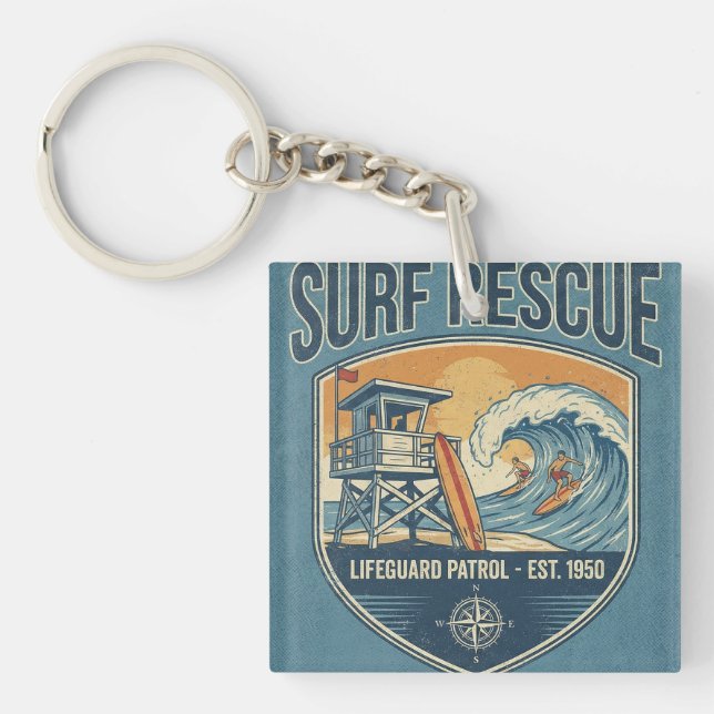 Surf Rescue Lifeguard Patrol Est 1950 Schlüsselanhänger (Vorderseite)