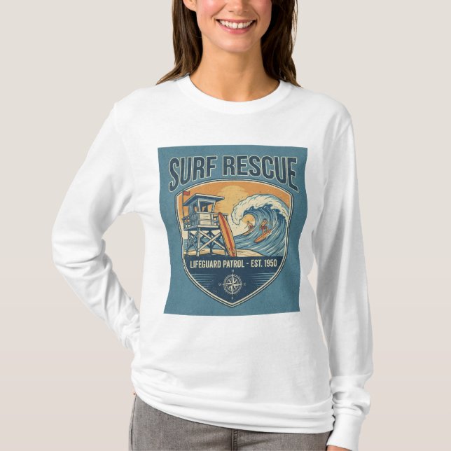 Surf Rescue Lifeguard Patrol Est 1950 T-Shirt (Vorderseite)