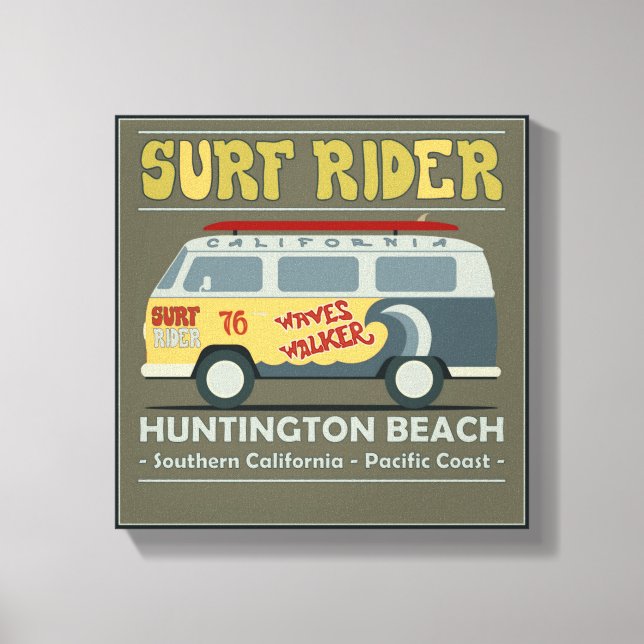 Surf Rider Huntington Beach Poster Leinwanddruck (Vorderseite)