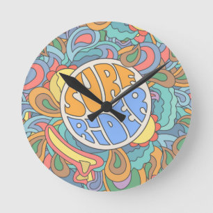 Surf Rider Muster Runde Wanduhr