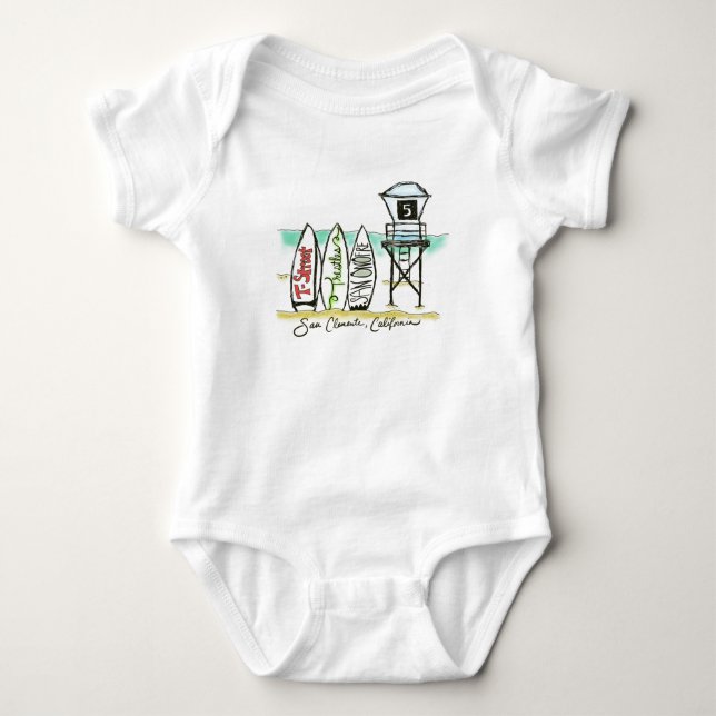 Surf San Clemente Baby Bodysuit Baby Strampler (Vorderseite)