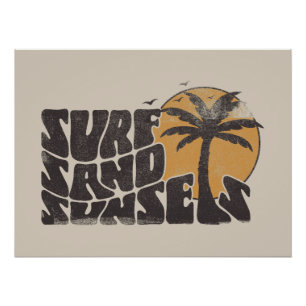 Surf Sand Sunsets Beach Life Palm Tree Poster