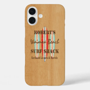 Surf-Schild Anpassen Monogramm Hawaiianische Surfb iPhone 16 Plus Hülle
