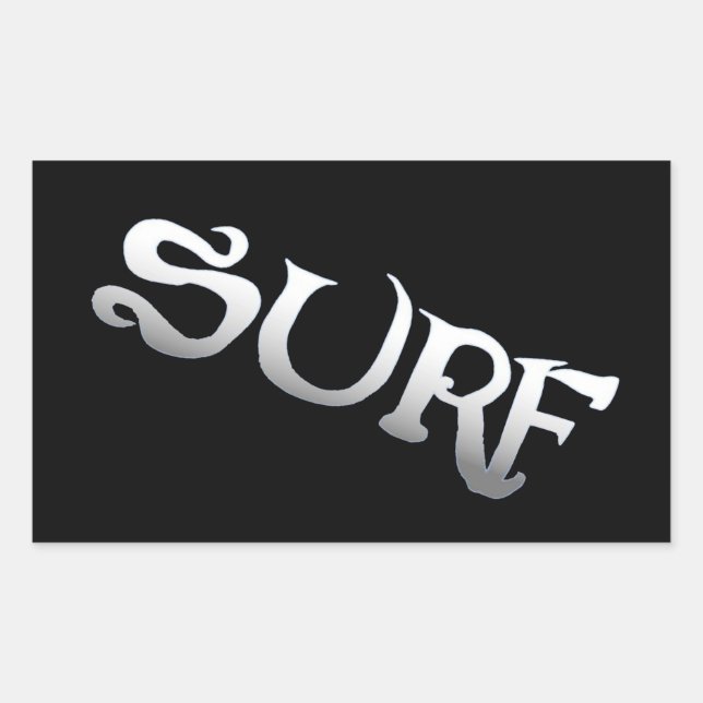 Surf schwarz großes Rechteck große Aufkleber (Vorderseite)