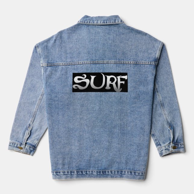 Surf schwarze Frauen Denim Jacke (Rückseite)