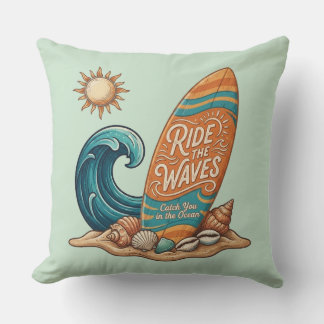 Surf & Sea: Vintage-Surfing-Zitat-Kissen Kissen