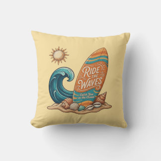 Surf & Sea: Vintage-Surfing-Zitat-Kissen Kissen