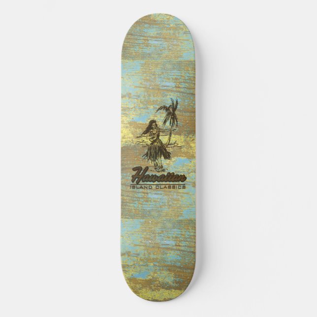Surf Shack Hawaiian Imitate Wood Skateboard (Vorderseite)