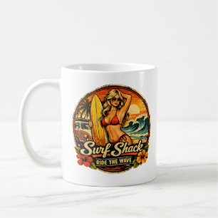 Surf Shack Surfer Pin-Up Reite Die Welle Strand Kaffeetasse